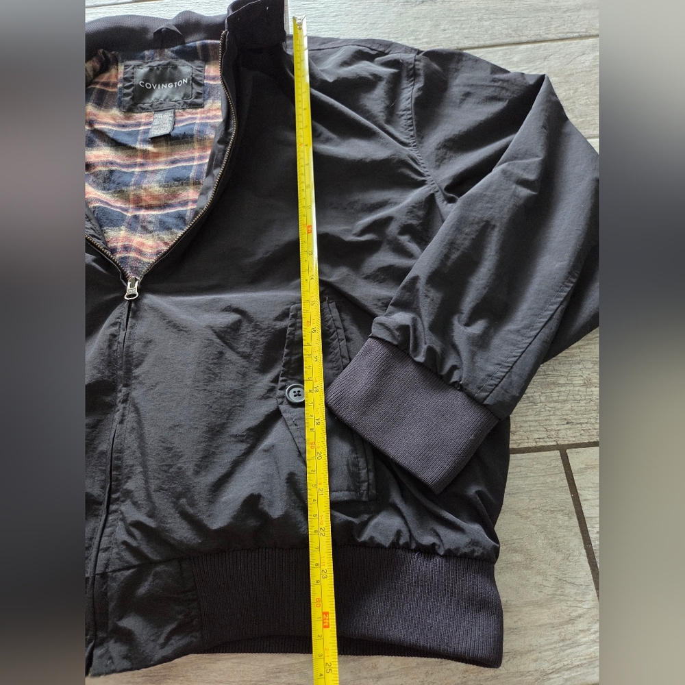 Covington Harrington Plaid Lined Zip Up Bomber Jacket Men XL Black Vintage Retro - Picture 8 of 13